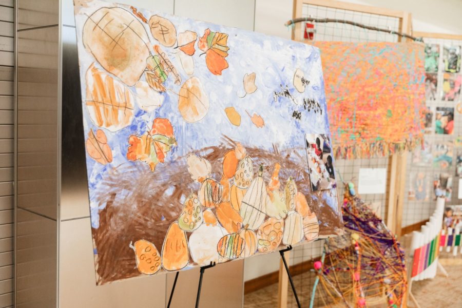 FALL MURAL | Tempera Paint on Butcher Paper, Dry Mounted | This fall-inspired mural was created by students to conclude their project work and to summarize their learning experiences about fall in their classrooms.