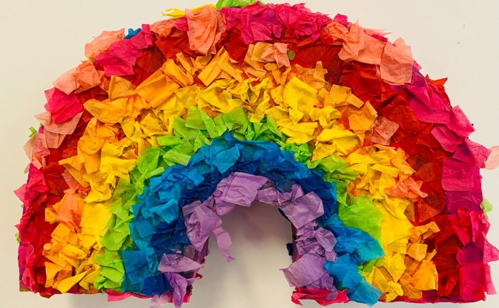PINATAS | Tissue Paper on Cardboard | Students worked collaboratively to create piñatas to celebrate a successful school year.